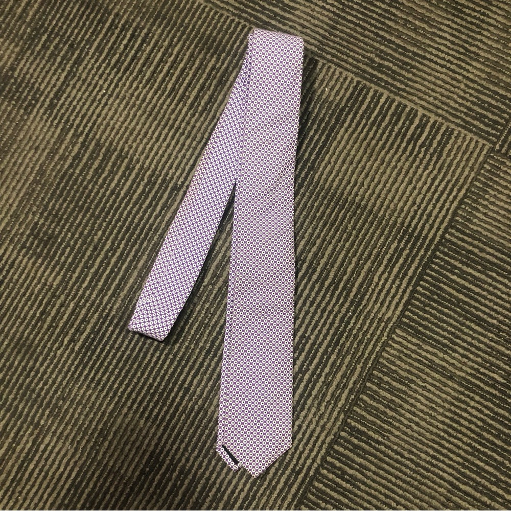 J.Crew Mens Tie One Size Purple White Green Cotton Dots Skinny Cotton